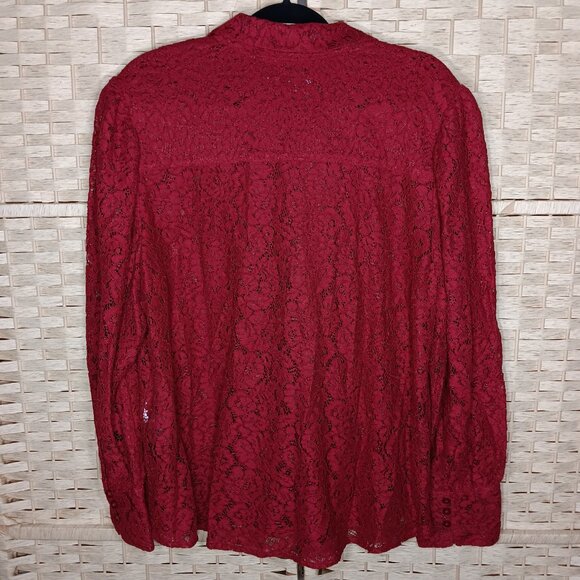 Chico's Lace Long Sleeve Blouse Floral XL 16 Button Down Rayon Blend - Picture 5 of 7